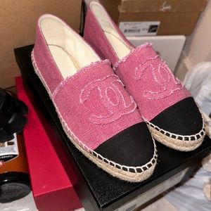 Chanel espadrilles pink denim RARE 38EU NEW IN BOX